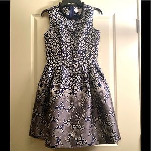 Belle Badgley Mischka Blue Cheetah Print Dress
